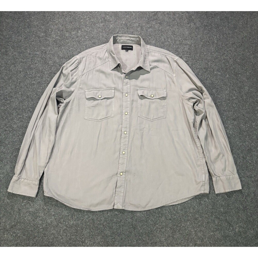 Lucky Brand Shirt Men 2XL Pearl Snap Button Long Sleeve Gray